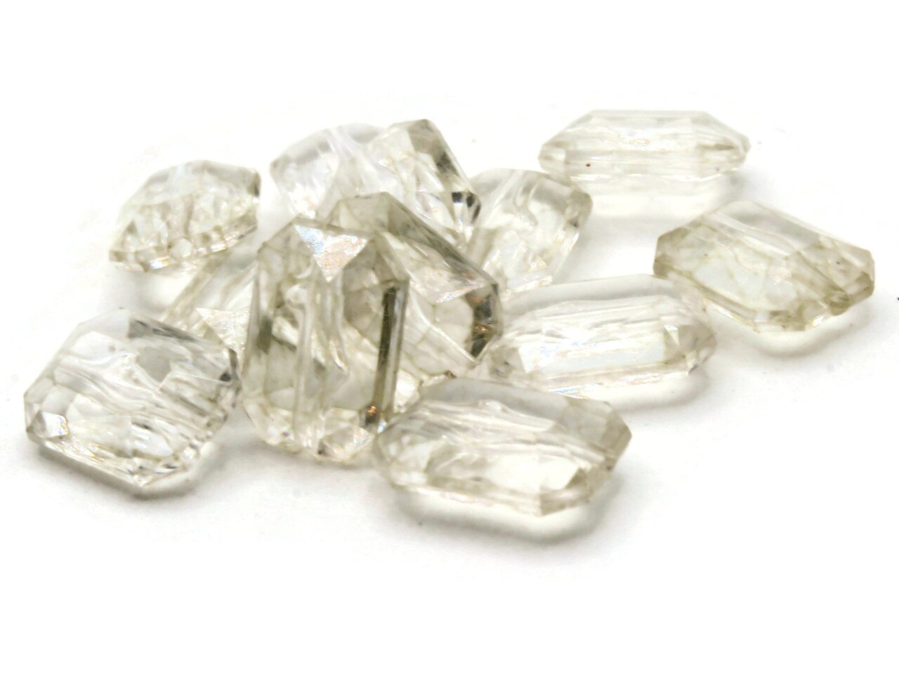 12 18mm Clear Acrylic Gems Rectangle Jewel Beads